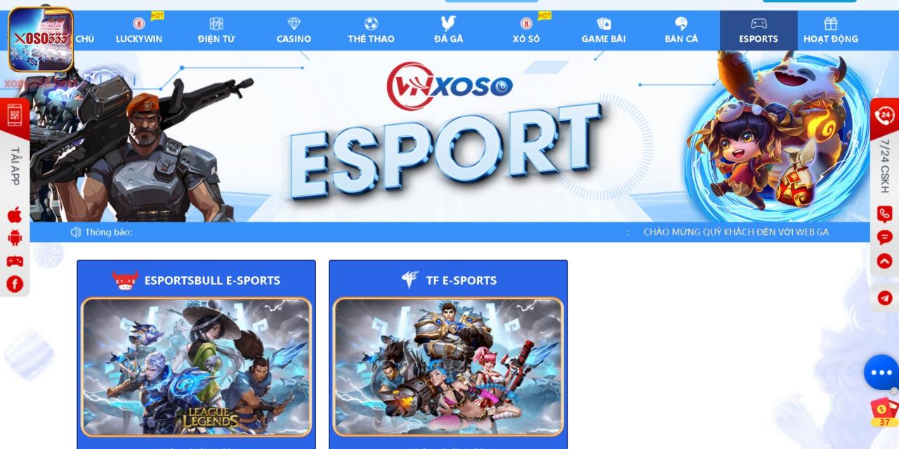 Tổng quan chung về sảnh Esports đình đám tại Xoso333 